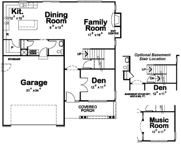 House Plan Design - Craftsman Floor Plan - Main Floor Plan #20-1776