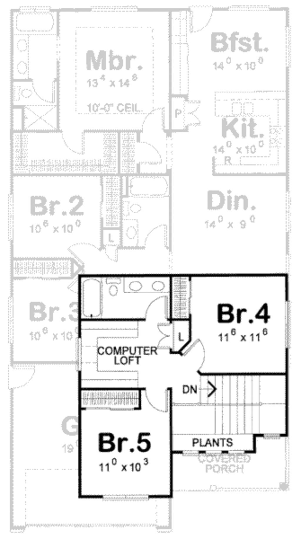 Traditional Style House Plan - 5 Beds 3 Baths 2139 Sq/Ft Plan #20-1744 ...