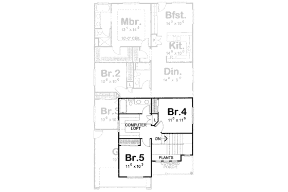Floor Plan - Upper Floor for Traditional House Plan #20-1744 - 5 bed, 3 bath