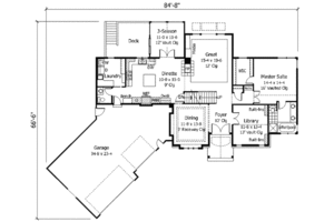 Floor Plan - Main Floor for European House Plan #51-116 - 3 bed, 2.5 bath