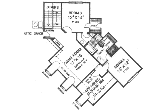 Floor Plan - Upper Floor for European House Plan #310-510 - 4 bed, 3.5 bath