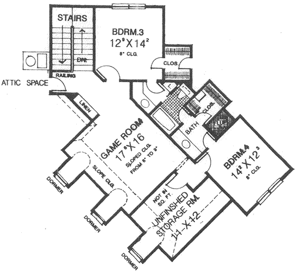 European Floor Plan - Upper Floor Plan #310-510