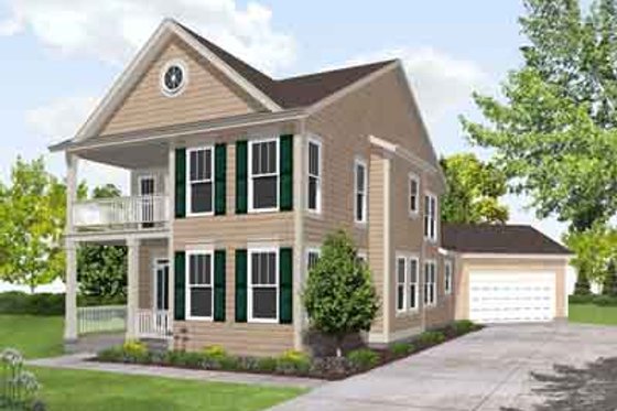 Exterior - Front Elevation for Colonial House Plan #50-252 - 3 bed, 2.5 bath