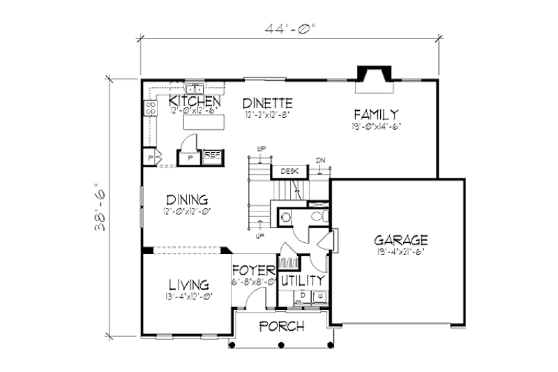 Architectural House Design - Floor Plan - Main Floor for Country House Plan #320-422 - 4 bed, 2.5 bath