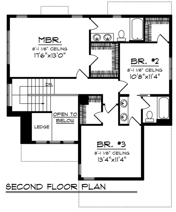 Craftsman Floor Plan - Upper Floor Plan #70-1210