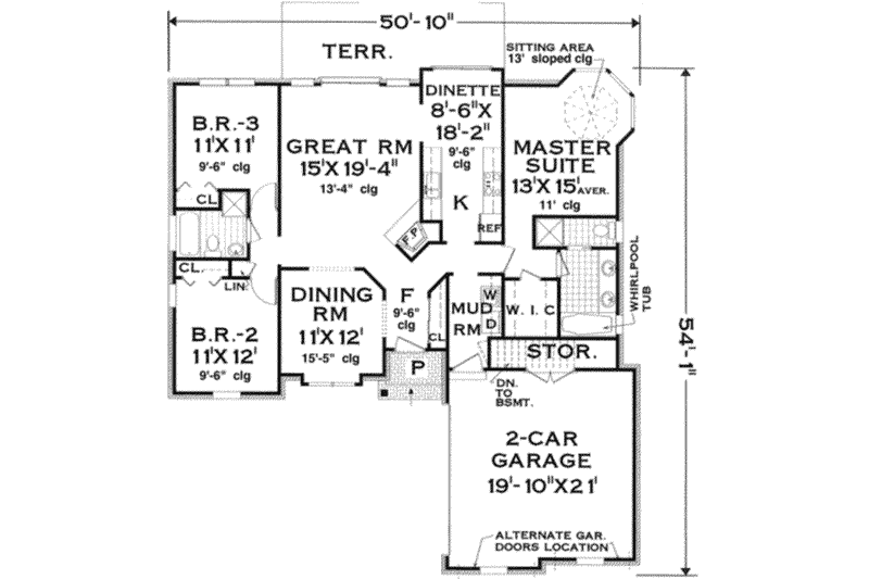 Dream House Plan - Floor Plan - Main Floor for European House Plan #3-127 - 3 bed, 2 bath