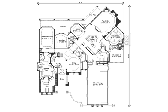 Floor Plan - Main Floor for European House Plan #135-203 - 6 bed, 5.5 bath