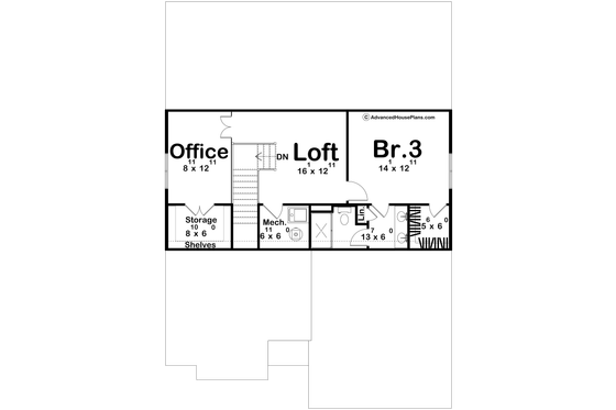 Floor Plan - Upper Floor for Cottage House Plan #455-783 - 3 bed, 3 bath