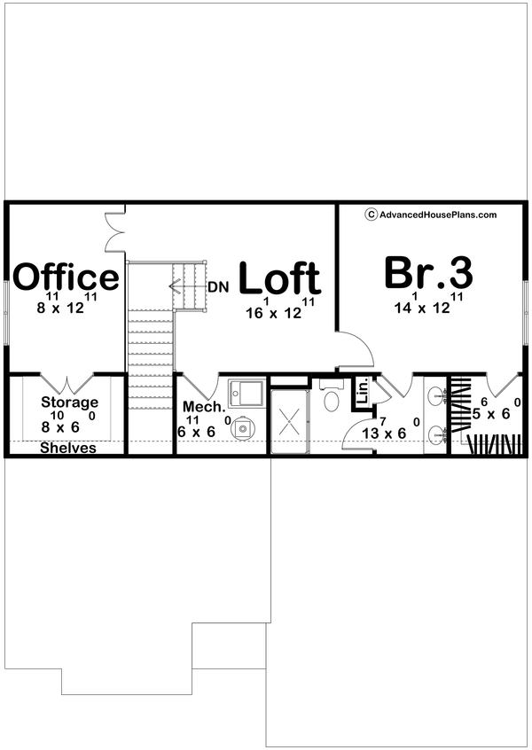 House Plan Design - Floor Plan - Upper Floor for Cottage House Plan #455-783 - 3 bed, 3 bath