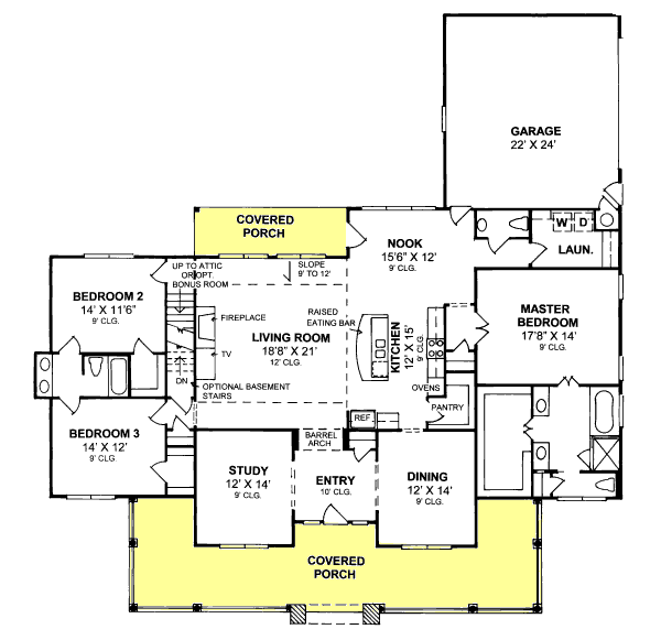 Architectural House Design - Traditional Floor Plan - Main Floor Plan #20-1363