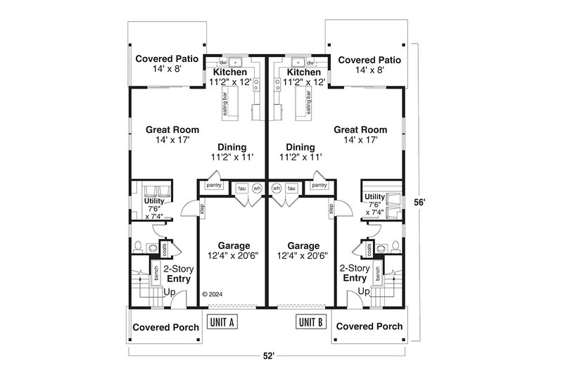 House Design - Floor Plan - Main Floor for Contemporary House Plan #124-1362 - 6 bed, 4 bath