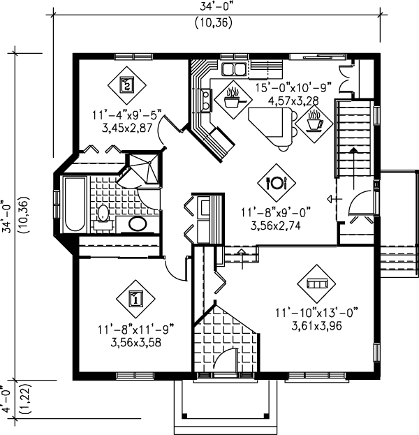 Traditional Floor Plan - Main Floor Plan #25-1149