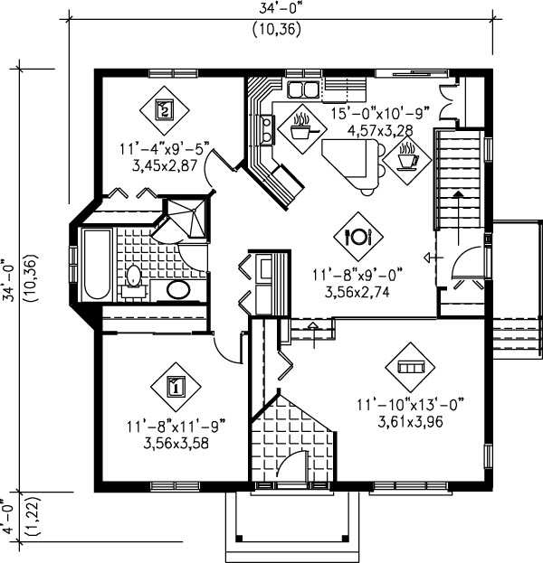 Dream House Plan - Traditional Floor Plan - Main Floor Plan #25-1149