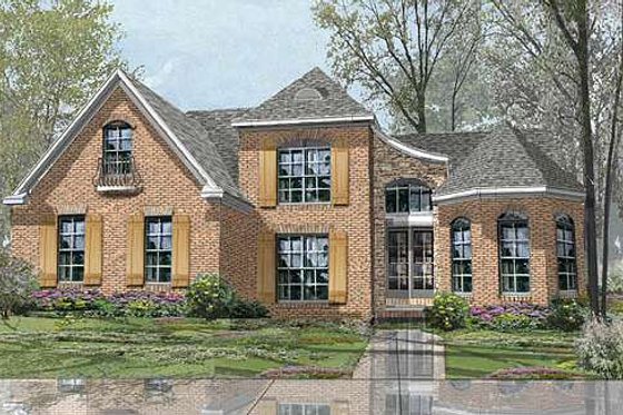 Exterior - Front Elevation for European House Plan #424-5 - 5 bed, 3.5 bath