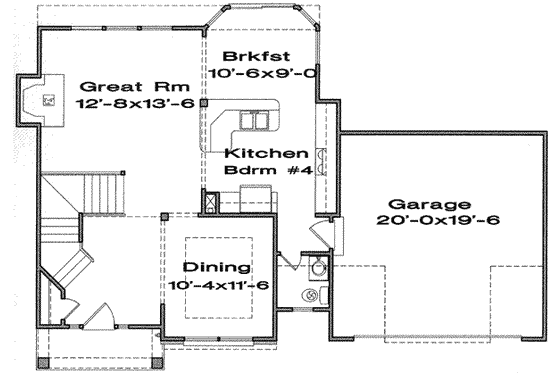 Floor Plan - Main Floor for Traditional House Plan #6-145 - 4 bed, 2.5 bath