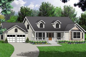 Country Exterior - Front Elevation Plan #40-120