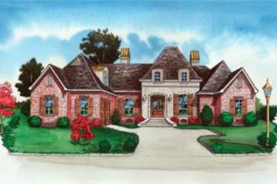 Exterior - Front Elevation for European House Plan #16-301 - 4 bed, 3 bath