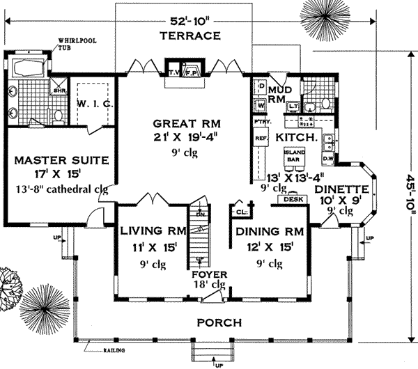 Architectural House Design - Southern Floor Plan - Main Floor Plan #3-216