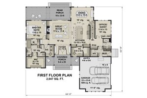 Floor Plan - Main Floor for Farmhouse House Plan #51-1156 - 4 bed, 4 bath