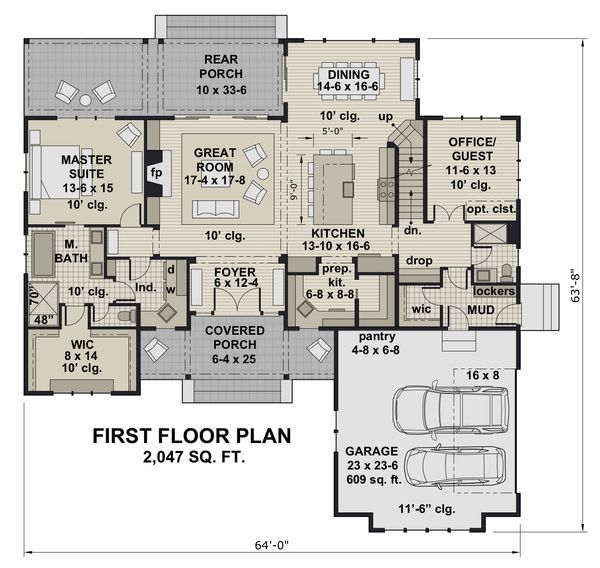 Dream House Plan - Farmhouse Floor Plan - Main Floor Plan #51-1156