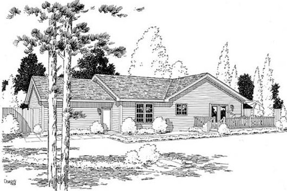 Exterior - Rear Elevation for Ranch House Plan #312-452 - 3 bed, 2 bath