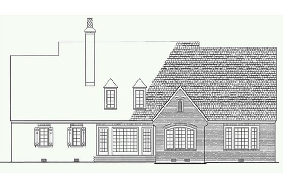 Exterior - Rear Elevation for European House Plan #137-227 - 5 bed, 4.5 bath