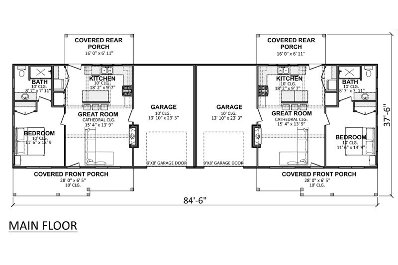 House Plan Design - Floor Plan - Main Floor for Country House Plan #1089-82 - 2 bed, 2 bath