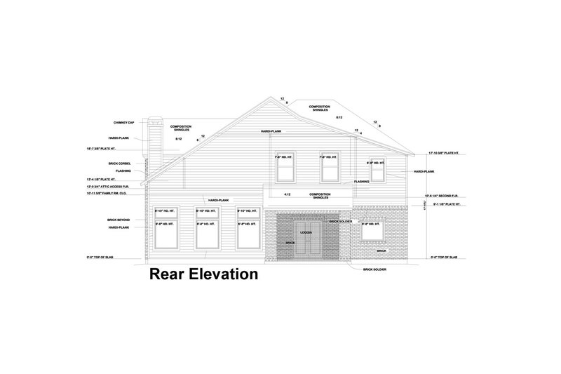 House Blueprint - Exterior - Rear Elevation for European House Plan #20-2448 - 4 bed, 3.5 bath
