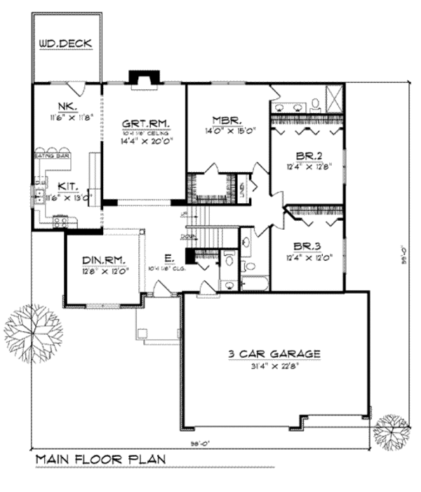 Home Plan - Traditional Floor Plan - Main Floor Plan #70-775