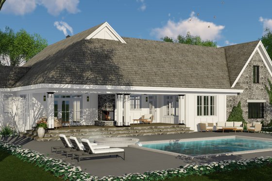 Exterior - Rear Elevation 1 for Farmhouse House Plan #51-1133 - 3 bed, 2.5 bath