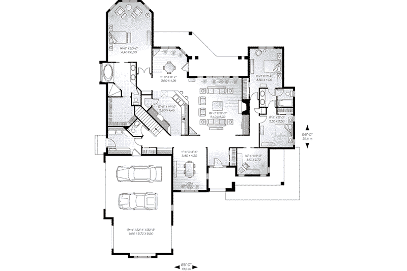 Dream House Plan - Floor Plan - Main Floor for Mediterranean House Plan #23-559 - 3 bed, 2.5 bath
