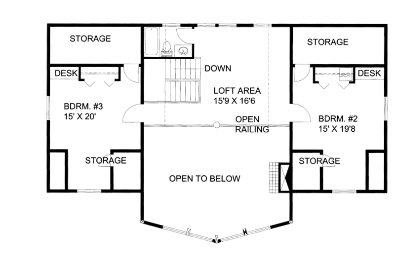 House Design - Floor Plan - Upper Floor for Cabin House Plan #117-781 - 4 bed, 3 bath