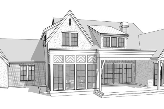 Exterior - Rear Elevation 1 for European House Plan #1114-114 - 4 bed, 3.5 bath