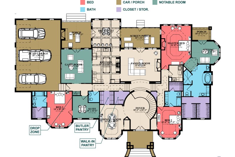Dream House Plan - Floor Plan - Main Floor for Colonial House Plan #63-426 - 5 bed, 4.5 bath