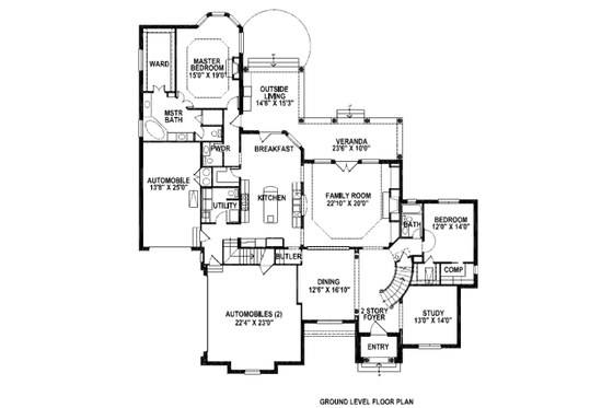 Floor Plan - Main Floor for European House Plan #141-224 - 4 bed, 4.5 bath