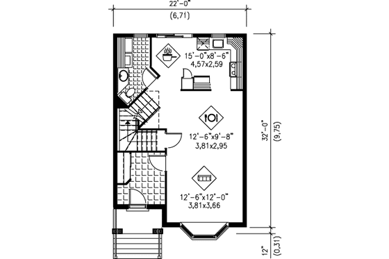 Floor Plan - Main Floor for Traditional House Plan #25-4244 - 3 bed, 1.5 bath