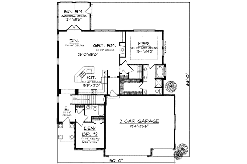 Home Plan - Floor Plan - Main Floor for Traditional House Plan #70-722 - 2 bed, 2 bath