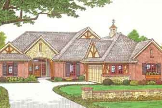 Exterior - Front Elevation for European House Plan #310-304 - 3 bed, 2 bath