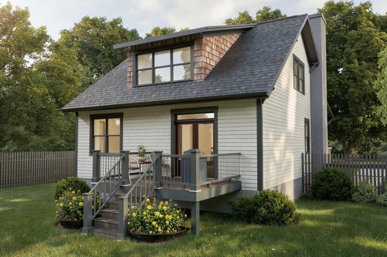 Exterior - Rear Elevation for Bungalow House Plan #79-192 - 3 bed, 2 bath