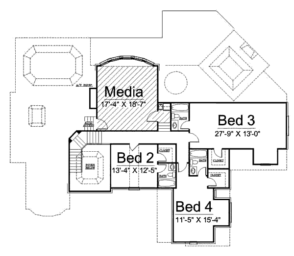 House Plan Design - European Floor Plan - Upper Floor Plan #119-347