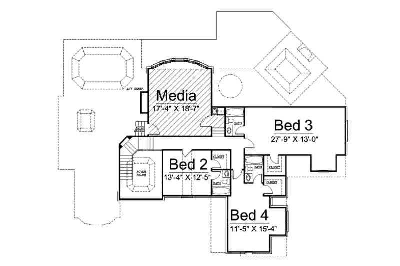 House Plan Design - Floor Plan - Upper Floor for European House Plan #119-347 - 4 bed, 4.5 bath