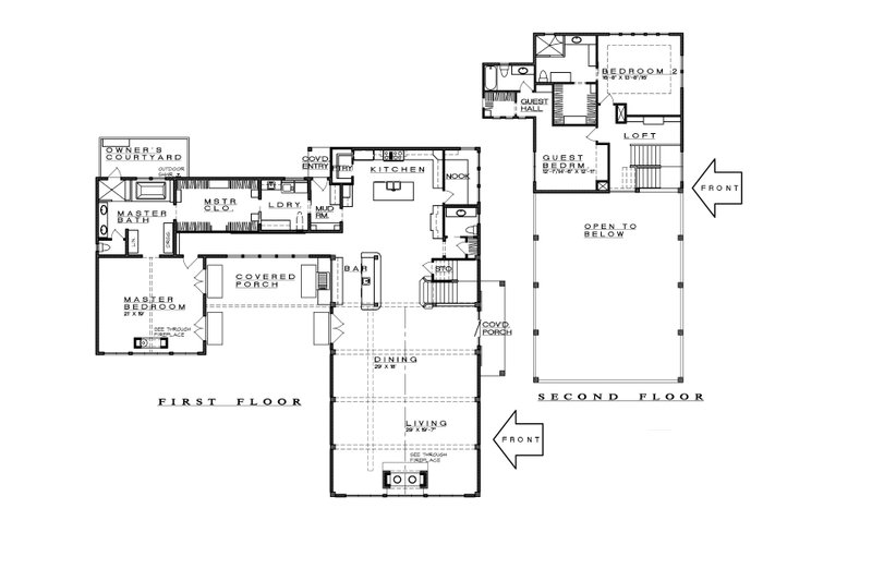House Blueprint - Floor Plan - Main Floor for Farmhouse House Plan #935-17 - 3 bed, 3.5 bath