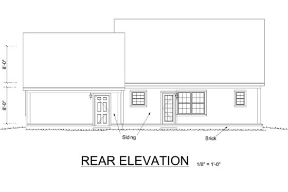 Exterior - Rear Elevation for Country House Plan #513-2058 - 3 bed, 2.5 bath