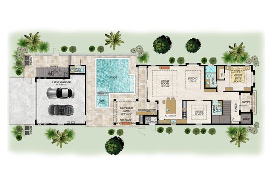 Floor Plan - Main Floor for Beach House Plan #548-44 - 3 bed, 3.5 bath