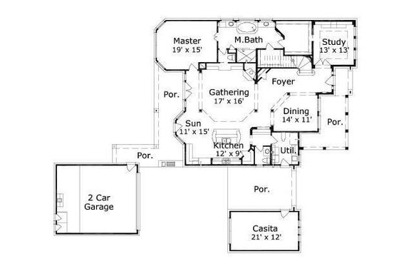 Floor Plan - Main Floor for European House Plan #411-268 - 4 bed, 3.5 bath