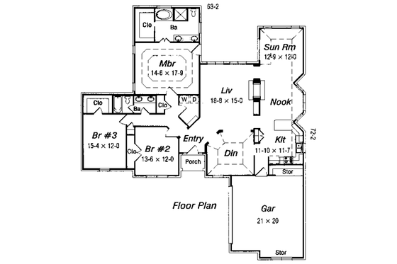 Floor Plan - Main Floor House Plan #329-242 - 3 bed, 2 bath