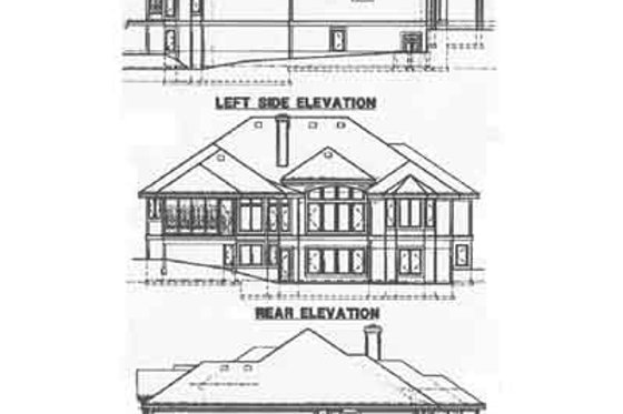 Exterior - Rear Elevation for European House Plan #67-216 - 4 bed, 5 bath
