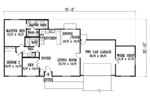 Floor Plan - Main Floor for Ranch House Plan #1-1190 - 3 bed, 2 bath