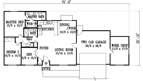 Ranch Floor Plan - Main Floor Plan #1-1190