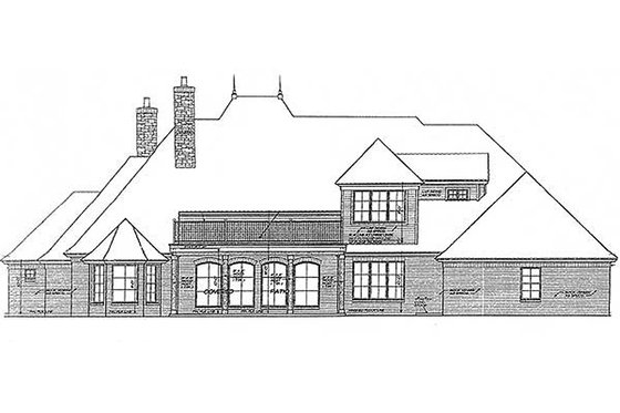 Exterior - Rear Elevation for European House Plan #310-678 - 4 bed, 3.5 bath